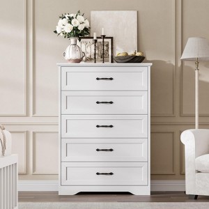 5/6 Drawer Dresser for Bedroom, Wooden Chest of Drawers with Wide Handles, Modern Farmhouse Storage Cabinet Organizer for Bedroom, Living Room - 1 of 4