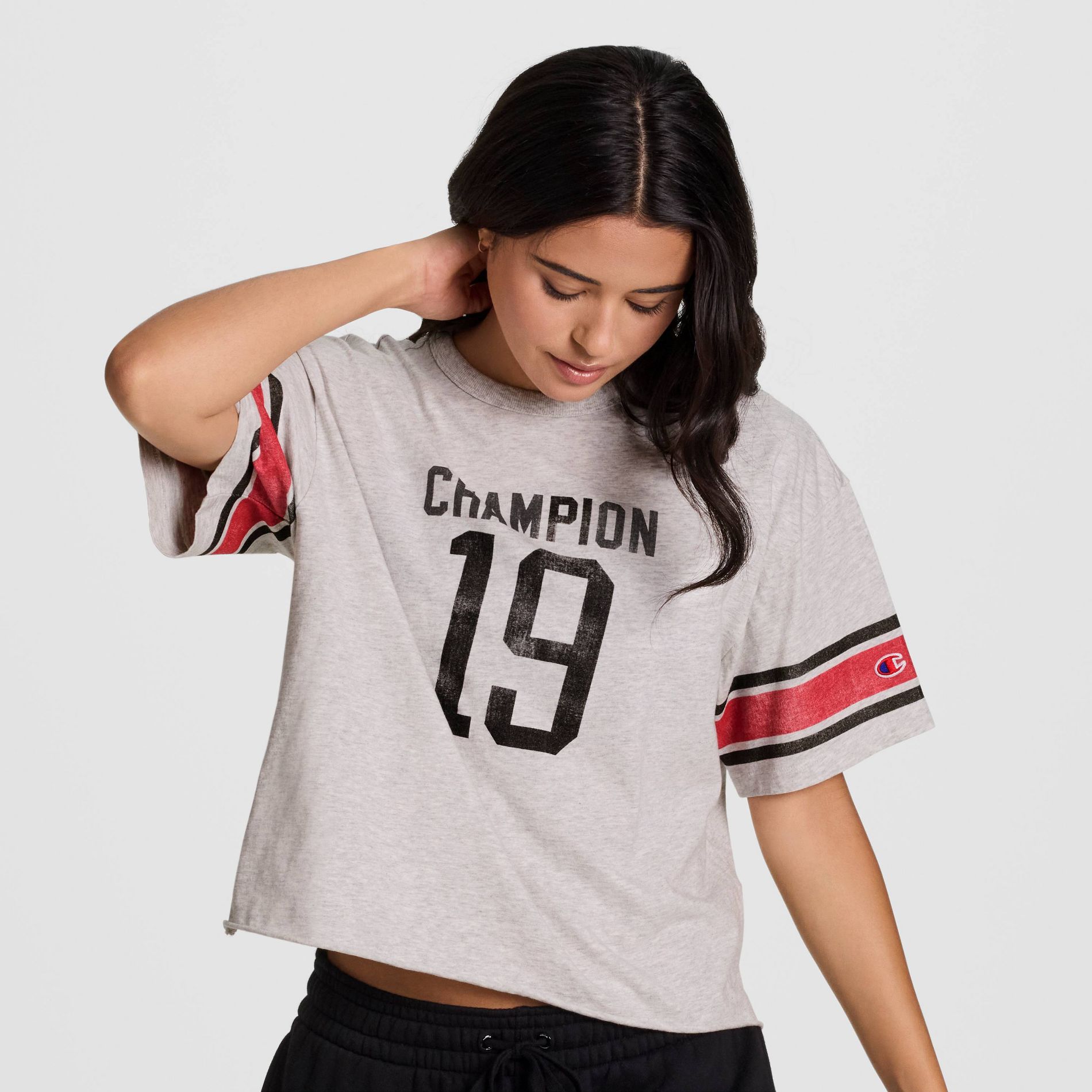 Champion Women's Short Sleeve Pullover T-Shirt - Heather Gray M