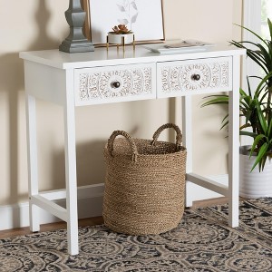 Baxton Studio Yelena Classic and Traditional White Finished Wood 2-Drawer Console Table - 1 of 4
