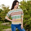 Anna-Kaci Women's Multi-Color Fair Isle Knit Sweater with Crew Neck and Long Sleeves - Small, Light Beige - 3 of 4