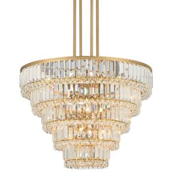 Vienna Full Spectrum Magnificence Soft Gold Chandelier 23 3/4" Wide Modern Faceted Crystal Glass 15-Light LED Fixture for Dining Room Kitchen Island