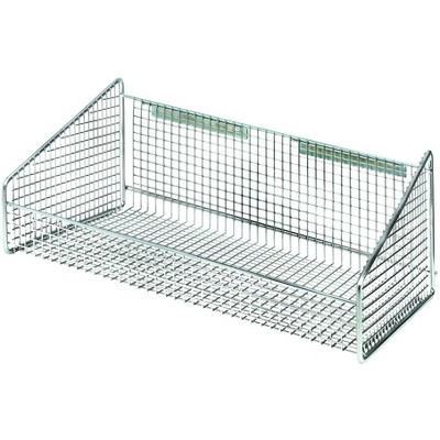 Quantum Storage Systems Partition Wall Hanging Basket, 11-7/8"W X 18"D X 7-1/2"H, 125 Lbs. Load Capacity, Mesh Design, Chrome Plated Finish