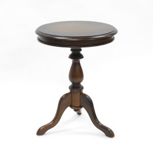 Carolina Living Paloma Side Table Chestnut: Elegant Turned Pedestal, Wood Veneer Top, Classic Silhouette - 1 of 3