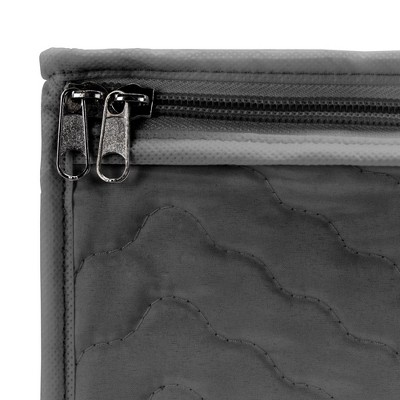 Gray Quilted Fabric Lidded Stemware Storage Box with Dividers