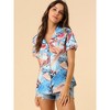 Allegra K Women's Hawaiian Floral Leaves Printed Short Sleeve Button Down Vintage Shirt - 2 of 4