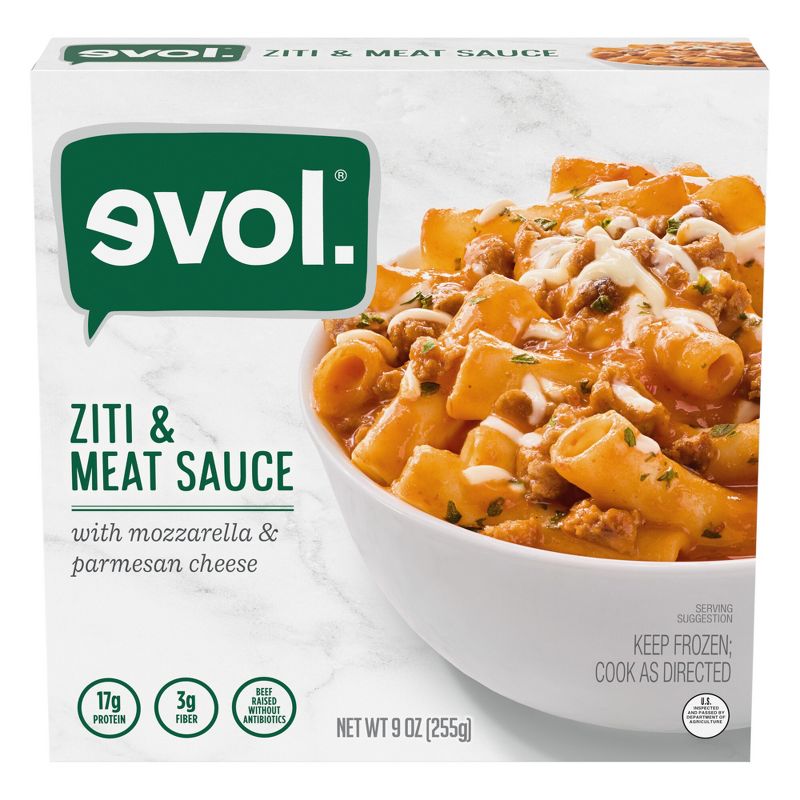 Evol Frozen Ziti &#38; Meat Sauce Pasta Bowl - 9oz, 1 of 4