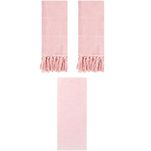 REGALWOVEN 3 Packs Striped and Tassels Hand Towels for Bathroom 14" x 30" - 1 of 4
