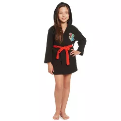 Harry Potter Hogwarts Little Girls Kids Fleece Long Sleeve Pajama Hooded Robe Black 7-8