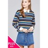 Slickblue Women’s Plus Size Striped Shirt, Long Sleeve DTY Brushed Top, Stretch Fabric, XL, Brown - 2 of 4