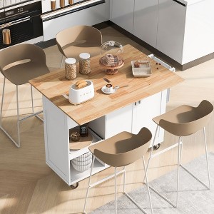 Kitchen Cart with Slide-Out Shelf, Towel Rack and Drawer - 1 of 4