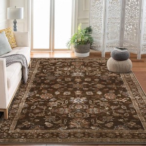 Area Rug Washable Rug Vintage Floral Non-Slip Low Pile - Machine Washable Non-Shedding Carpet for Living Room, Bedroom, Office & Dining - 1 of 4