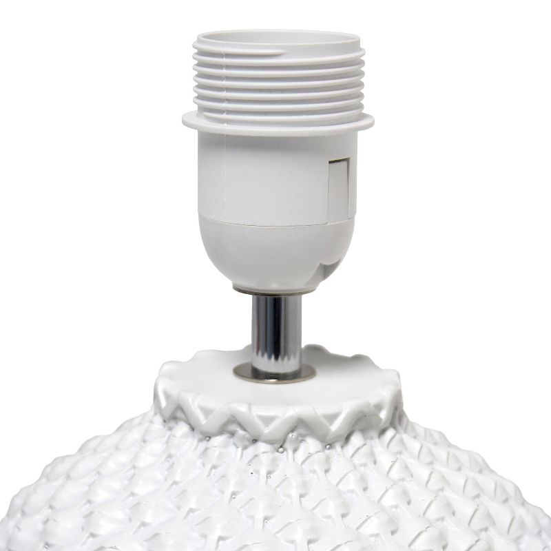 20.4" Traditional Ceramic Purled Texture Bedside Table Desk Lamp with White Fabric Drum Shade - Simple Designs, 5 of 10