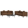 vidaXL Brown Velvet Sofa Set with Pillows - 2 Seater & 3 Seater Couch Set, Sturdy Legs, Modern Living Room Furniture - 2 of 4