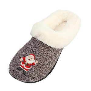 Roxoni Women’s Cozy Faux Fur Slippers with Indoor Outdoor Sole – Festive Holiday Custom Gift Footwear - 1 of 4