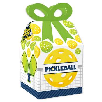 Big Dot of Happiness Let’s Rally - Pickleball - Square Favor Gift Boxes - Birthday or Retirement Party Bow Boxes - Set of 12