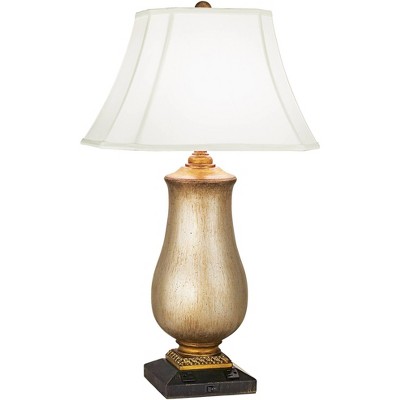 Tarnished Silver Urn Table Lamp with Outlet Sockets in Base