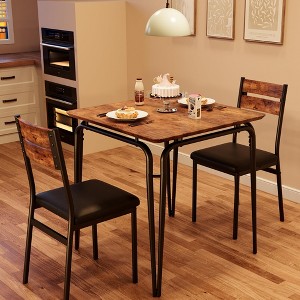WhizMax Dining Table Set for 2 with Square Wood Top and Cushioned Chairs, 3 Piece Kitchen & Dining Room Sets for Small Space, Apartment - 1 of 4