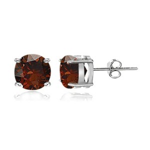 RMZ GOLD NYC Austrian Crystal Sterling Silver Garnet 6mm Round Stud Earrings - 1 of 1