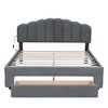 GustoWave 83'' x 62  Platform Bed Frame with Headboard Drawer Upholstered Platform Bed with LED Light, No Box Spring Needed, Gray - 3 of 4