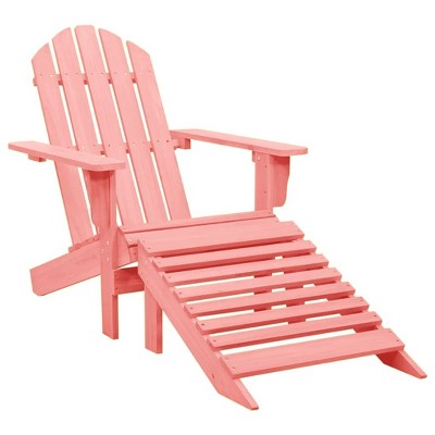 vidaXL Patio Adirondack Chair with Detachable Ottoman, Weather-Resistant Solid Fir Wood Construction, Ergonomic Design, Vibrant Pink