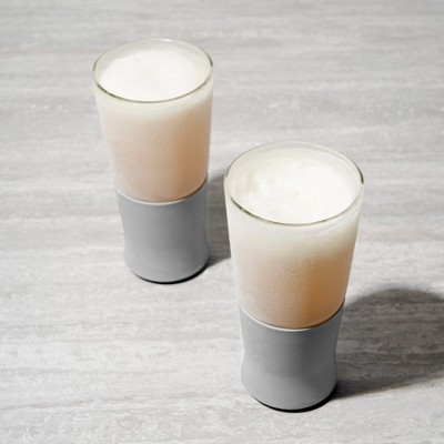 Gray Double Wall Glass Beer Freezer Set, 16oz, 2 Pieces