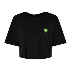 Dalix Alien Embroidered Cotton Relaxed Fit Flowy Short Sleeve Crewneck Tee Shirt Womens - 1 of 4