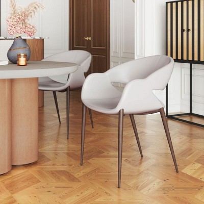 Zuo Limay Dining Chair (Set of 2) Beige & Walnut