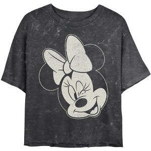 Junior's Mickey & Friends Distressed Minnie Wink Portrait T-Shirt - 1 of 4