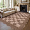 Modern Checkered Bordered Area Rug Machine Washable Rug - 2 of 4