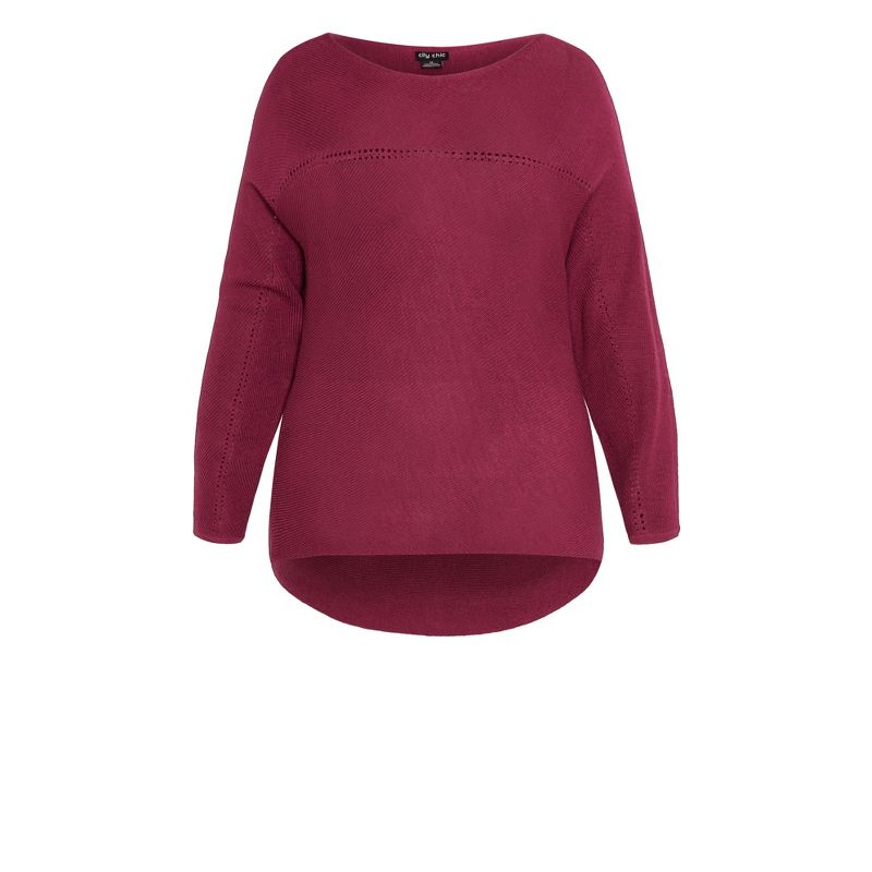 Women's Plus Size  Romance Sweater - sangria | CITY CHIC, 3 of 4