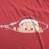 Maternity Christmas Baby Peeking Elf Funny T shirt Announcement Pregnancy Bump - Crazy Dog Maternity T Shirt - 3 of 4
