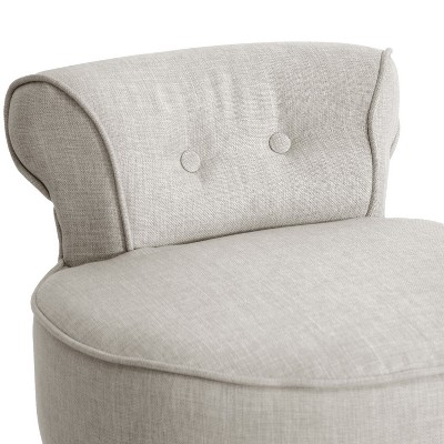 Millani Beige Linen Modern Lounge Stool with Black Birch Legs