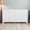 4-Door Sideboard Buffet Cabinet with Linear Accents, Pine Veneer Design, Sturdy Support & Ample Storage for Living Room, Entryway, Study - 2 of 4
