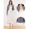 Allegra K Women's Elegant Cardigan Plaid Open Front Office Shrug Long Sleeve Cropped Bolero Top - 2 of 4