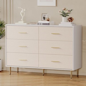 Modern White Dresser for Bedroom, Slim  Drawer Dresser, Wooden Chest of Drawer with Metal Legs, TV Stand Storage Organizer Cabinet for Apartments - 1 of 4
