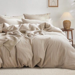 100% Washed Cotton Duvet Cover Minimalist Cotton Duvet Cover for All Seasons GentleSoft™ Plain Simple Bedding Set - 1 of 4