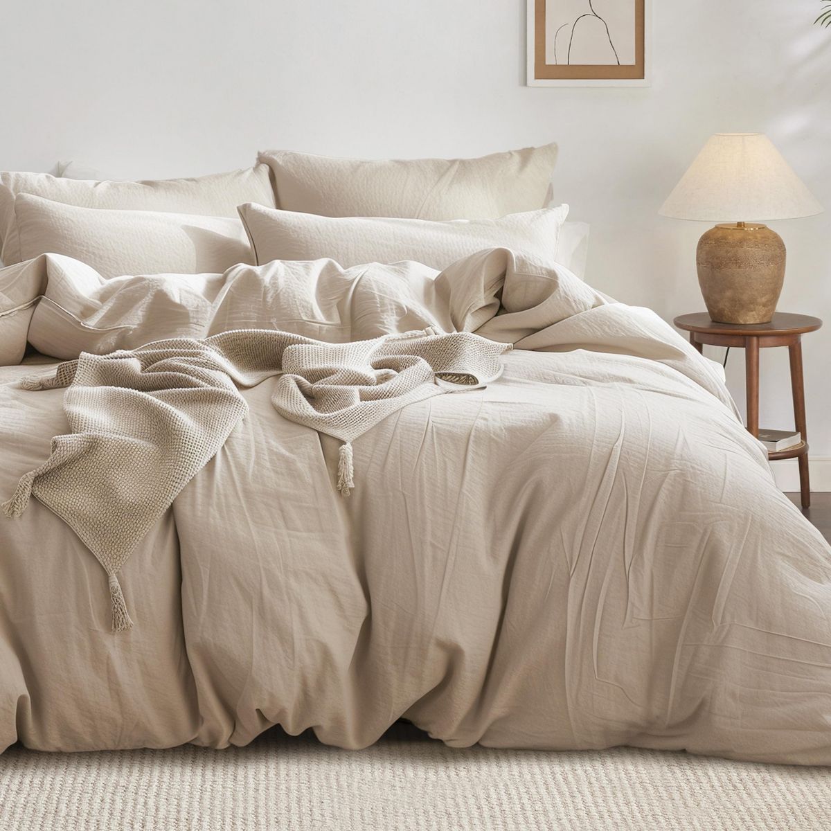 Bedsure 100% Washed Cotton Duvet Cover Set
