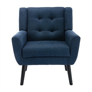 XINGHANZHENXUAN Modern Accent Chair, Armchair for Living Room, Bedroom & Home Office, Black Frame - 1 of 4