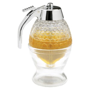Norpro Honey Dispenser 1 Cup: Glass Syrup Pitcher, 8 oz Capacity, Hand Wash, Silver & Clear Condiment Server - 1 of 4