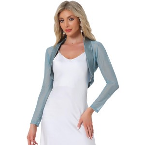 INSPIRE CHIC Women's Sheer Elegant Wedding Open Front Crop Bolero Shrugs - 1 of 4