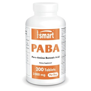 SuperSmart PABA Supplement 3000mg per Day (Para-AminoBenzoic Acid) - Natural B Water Soluble PABA | Non-GMO & Gluten Free - 200 Tablets - 1 of 1