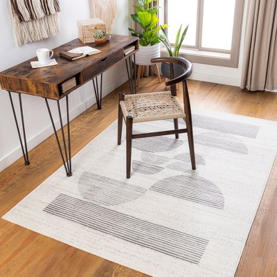 Piepert 5' x 7' Gray and Cream Geometric Synthetic Area Rug