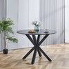 Gulches 42.1" Black Round Dining Table - Cross Metal Legs, MDF Top for 4-6 People, Mid-Century Style for Home/Kitchen - 2 of 4