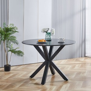 Airsurfer Mid-century Round MDF Table with Metal Cross Legs, 42.1" - 1 of 4
