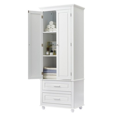 Ridstar 62.50 in. White Tall Storage Cabinet with Two Drawers for Bathroom/Office