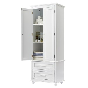 Ridstar 62.50 in. White Tall Storage Cabinet with Two Drawers for Bathroom/Office - 1 of 4