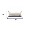 20" X 20" Denim Blue And Off-White 100% Cotton Zippered Pillow - 3 of 4