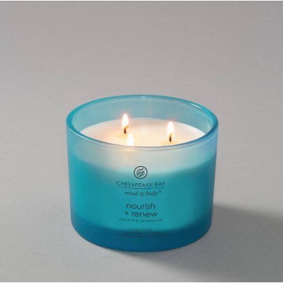 Light Blue Frosted Glass Soy Jar Candle with Wood Lid