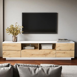 Modern TV Stand for TVs up to 80'', Media Console with Multi-Functional Storage, Entertainment Center with Door Rebound Device for Living Room - 1 of 4