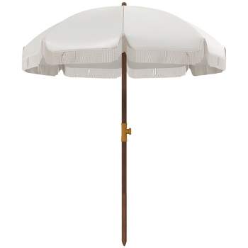 Outsunny 6.2' Beach Umbrella, Ruffled Outdoor Umbrella with Vented Canopy, Carry Bag